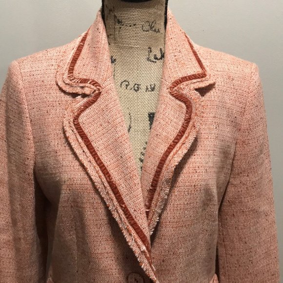 {Kate Hill} Pink Tweed Wool Blazer size 8 - Picture 6 of 10